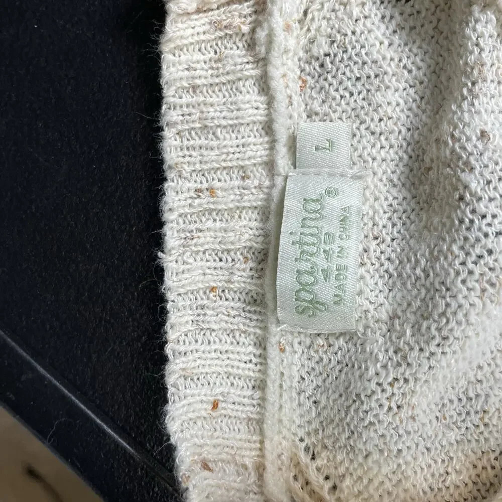 Spartina 449 Knit Sweater Large Lightweight Shelby Linen Blend Open Knit 54-15